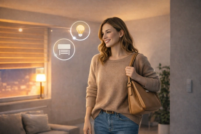 Scena powrotu do domu w inteligentnym domu