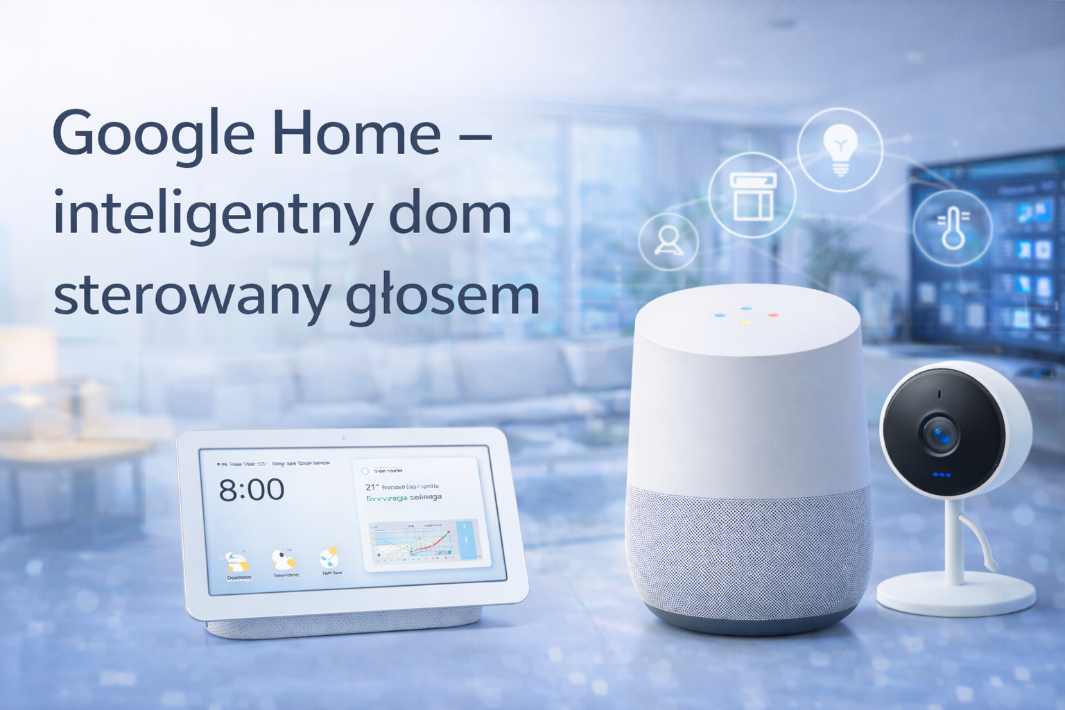 Ilustracja możliwości sterowania domem w ekosystemie Google Home
