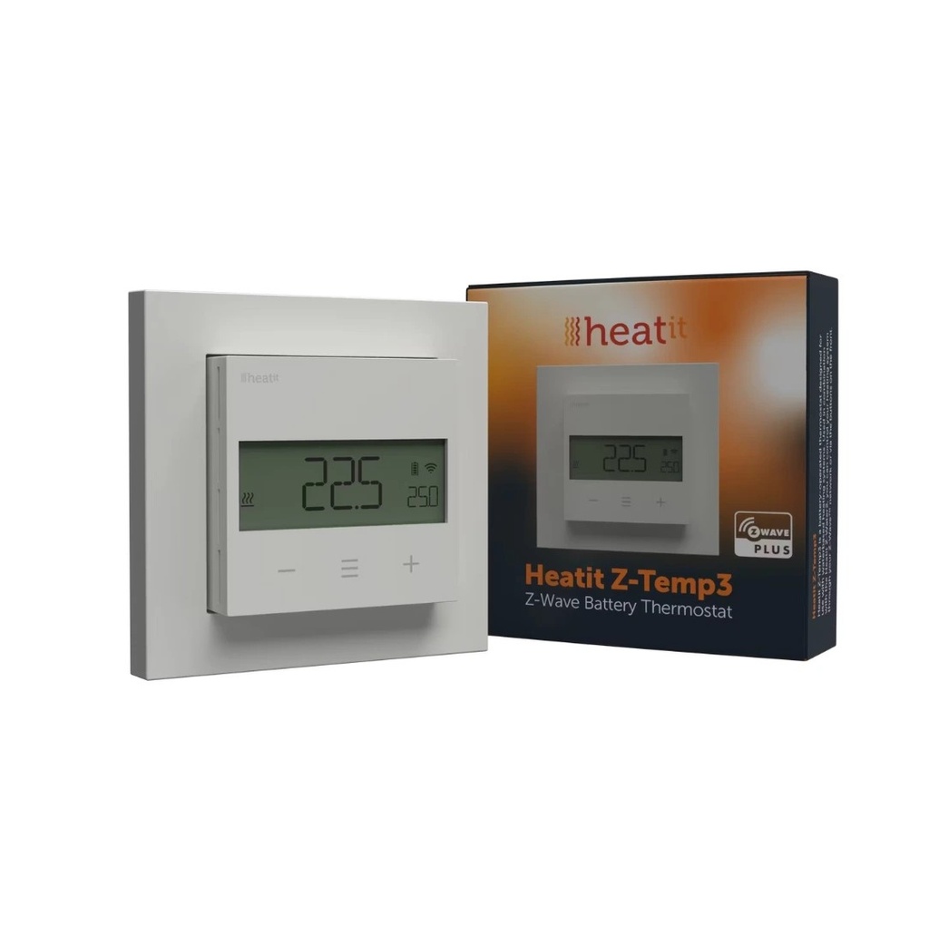 Heatit Z-Temp3 thermostat Battery WHITE RAL 9003